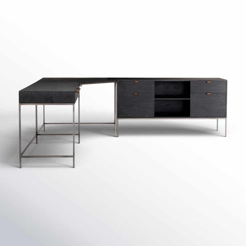 Trey Solid Wood Writing Desk, Black Wash Poplar