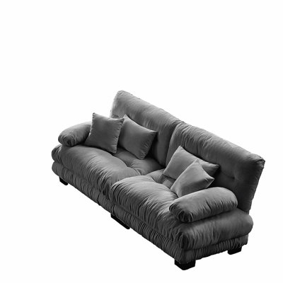 Canapé Cloud 2 places pour salon, canapé en chenille à 2 places avec 2 coussins lombaires et 2 coussins décoratifs, gris chenille