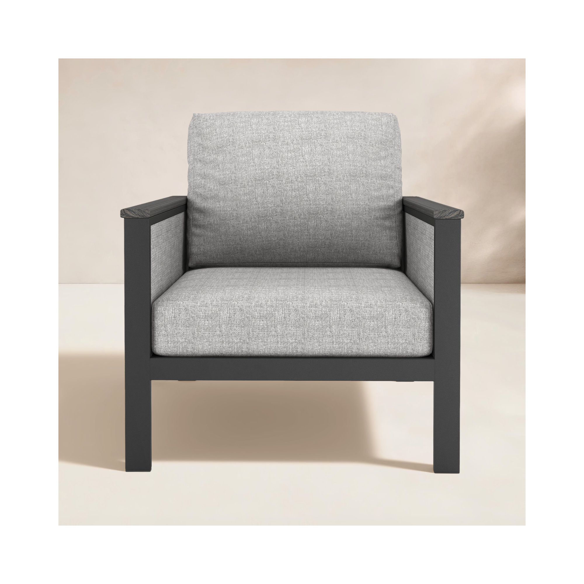 Townsend Metal Outdoor Lounge Chair with Sunbrella® Cushions, Canvas Granite
