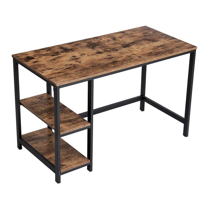 Vaillancourt Writing Desk, Black, Rustic Brown, 75cm H x 120cm W x 60cm D