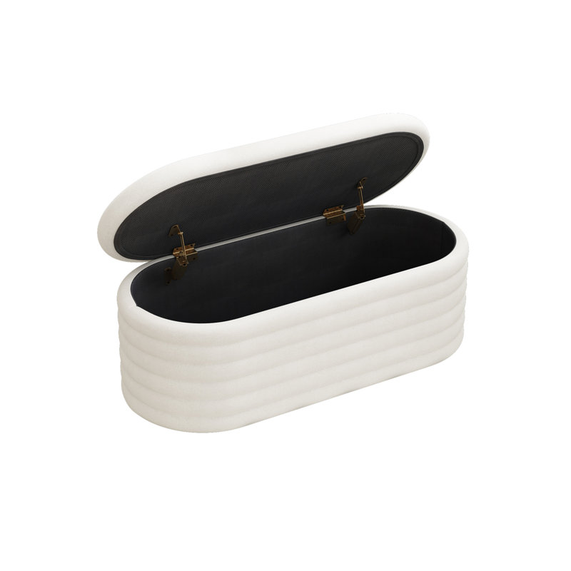 Banc de rangement avec repose-pieds en chenille avec tabouret de rangement et charnière de sécurité pour chambre à coucher, salon, vestibule et garde-robe (40 po)