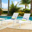 Chaise longue d'extérieur blanche 2 pièces, patio et fauteuil inclinable réglable