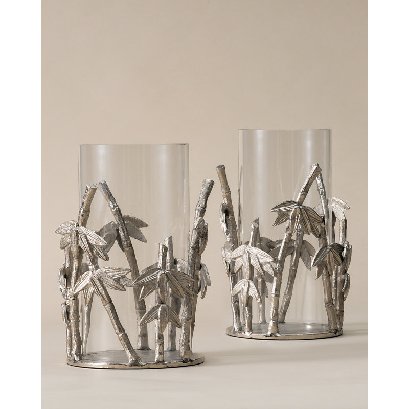 Glass Tabletop Hurricane, Silver