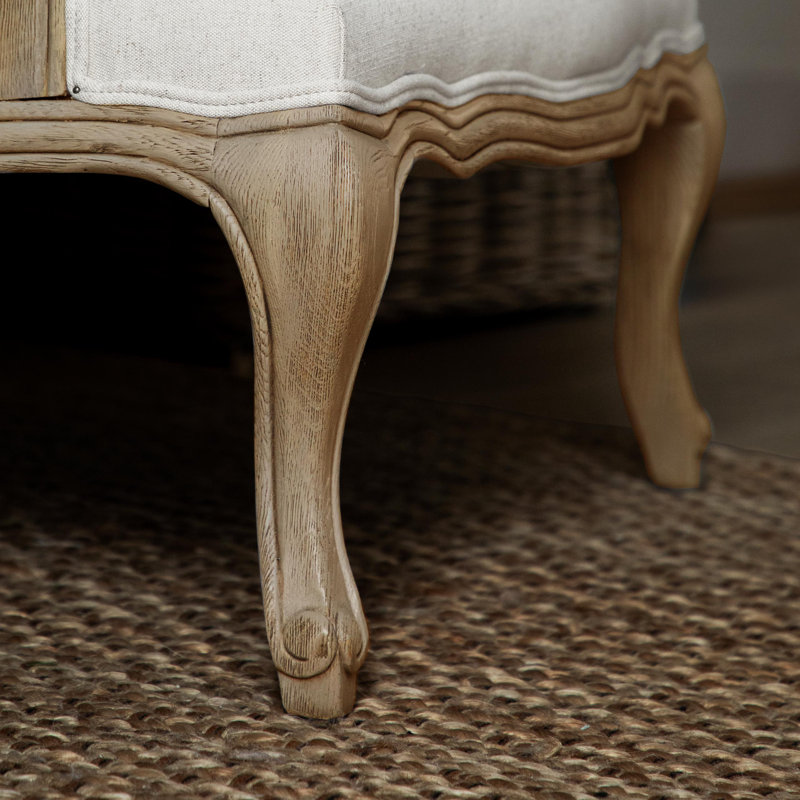 Upholstered Linen and Cotton Armchair, Brown