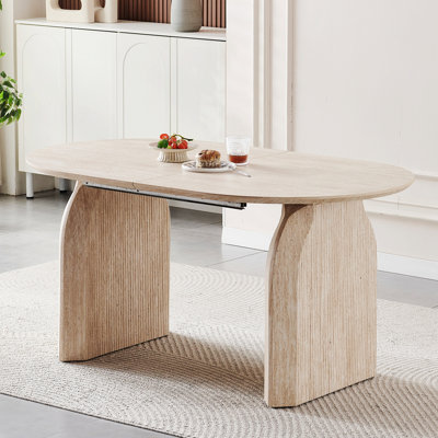 Table de salle à manger en bois, table de cuisine ovale moderne pour les repas et les rassemblements à domicile