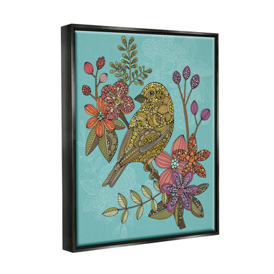 " Finch Perched Flower Branch Intricate Pattern Designs " by Valentina Harper