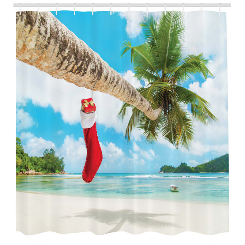 Rideau de douche simple christmas beach xmas, H 70 po x l 69 po