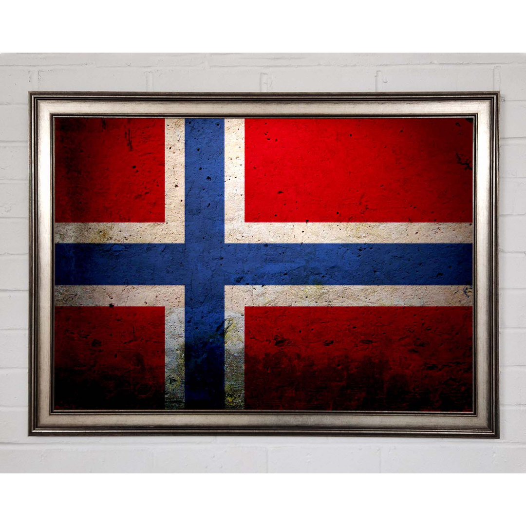 Norwegen Flagge Gerahmter Druck