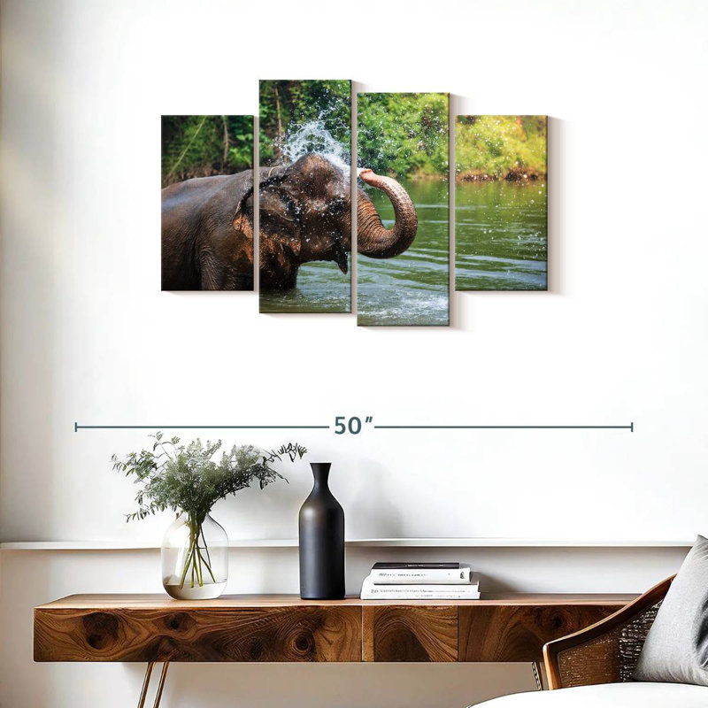 Brampt Elephant Throws Water, 22" H x 36" W