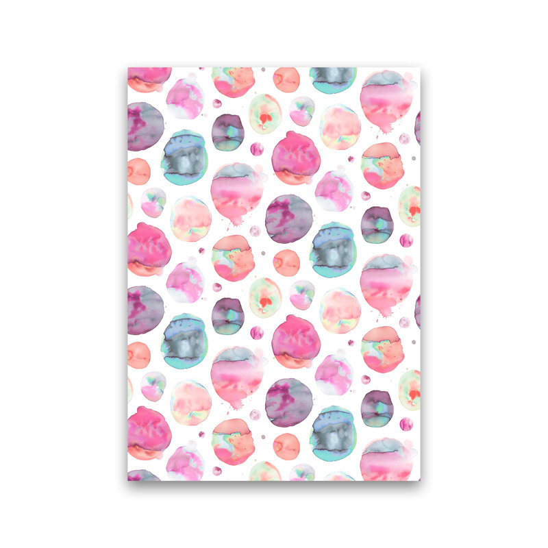 Big Watery Dots Pink - Print, 42cm H x 30cm W x 1cm D, No Framed
