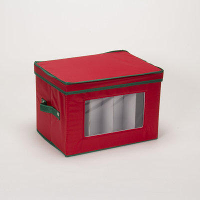 Holiday Champagne Flute Storage Box with 12 Compartments with Trim
