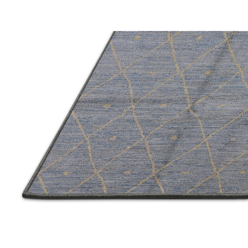 Tapis bleu à motif géométrique, Rectangle 8 pi x 12 pi