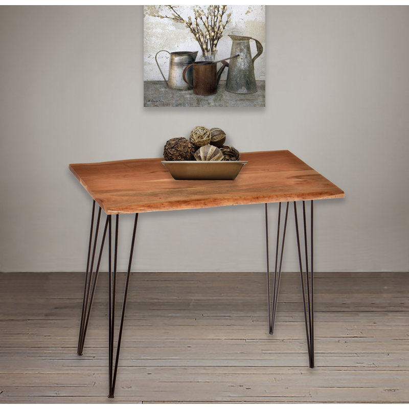 101.6cm Solid Wood Top Console Table, Natural/Black