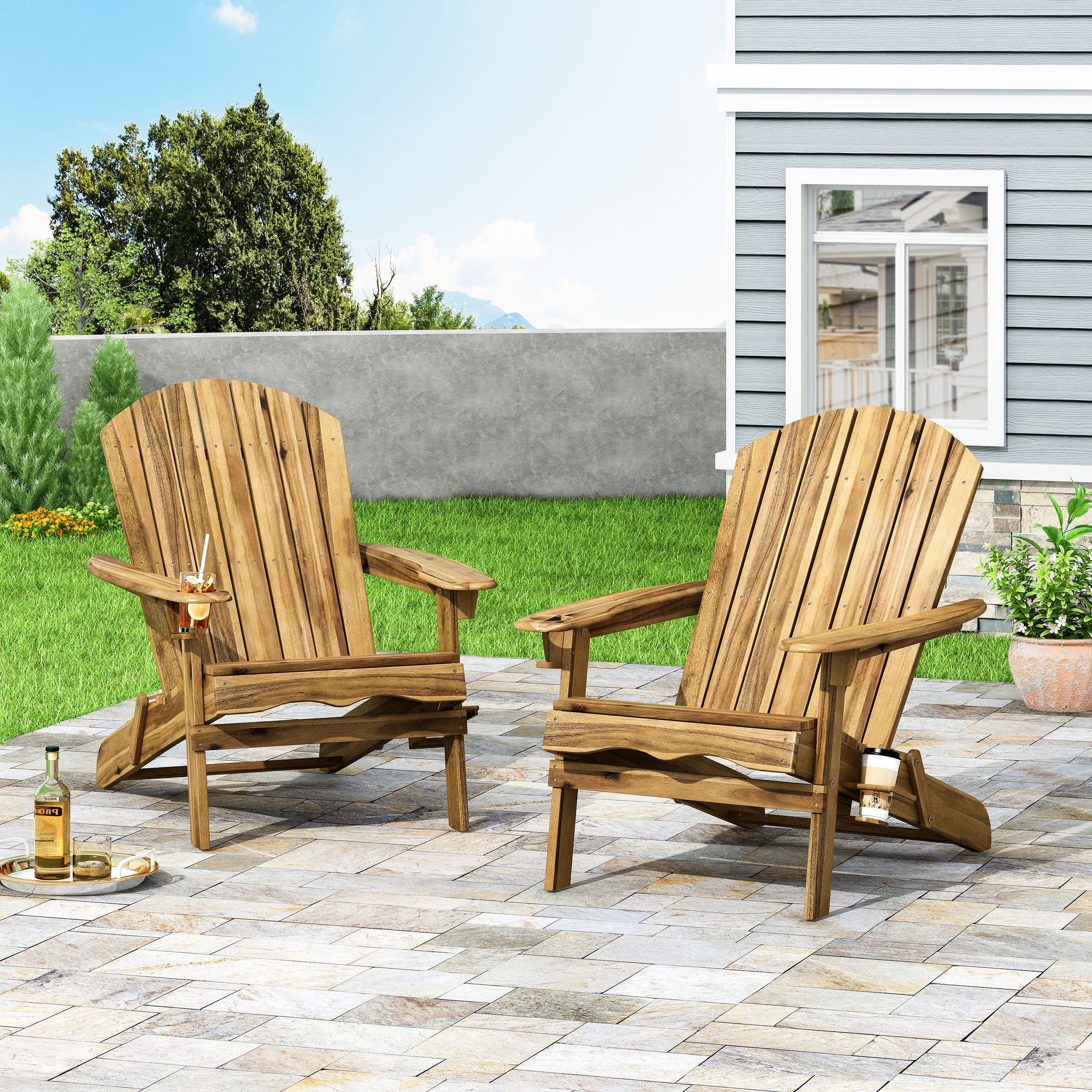 Highland Dunes Mccombs Solid Wood Folding Adirondack Chair & Reviews ...