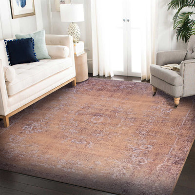 Tapis brun à motif tissé rétro