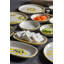 Ensemble de petit-déjeuner en céramique 14 pièces, vert | Comprend 6 assiettes à déjeuner rondes (7,5 po), 2 plateaux de présentation ovales (9,3 x 4 po), 2 ovales olive (9 x 2,4 po), 4 porte-sauces (4,5 x 4,5 po) | Lavable au lave-vaisselle et empilable, parfait pour les repas et les réceptions
