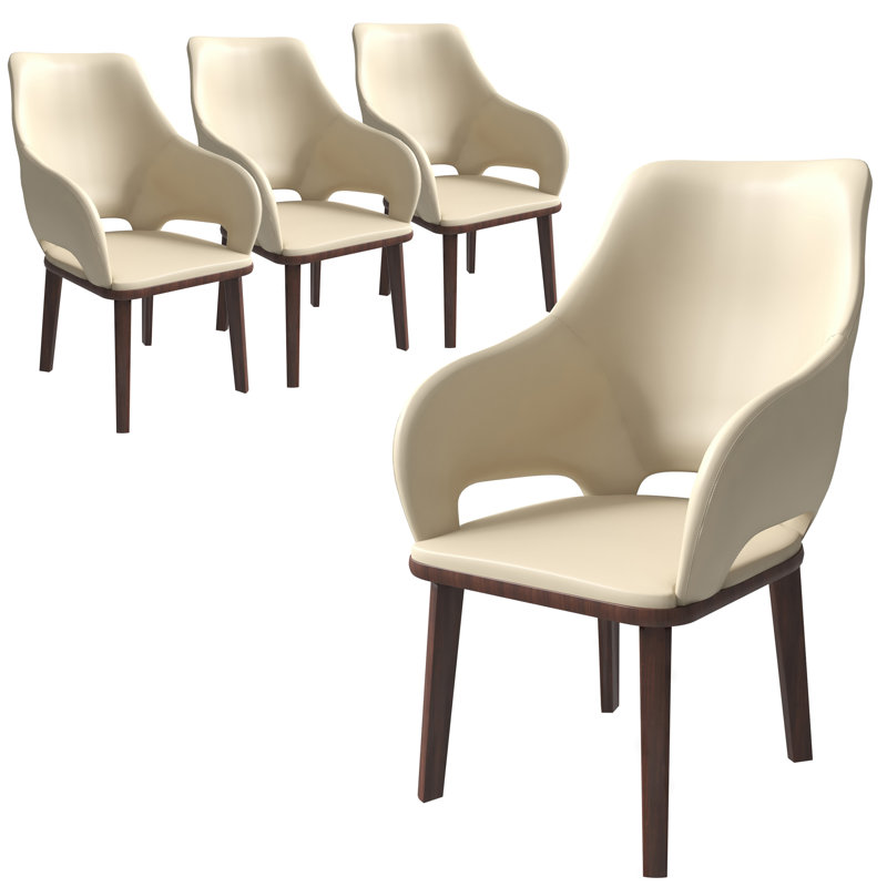Chaise de salle à manger Kashley Mid-Century, Blanc, Ensemble de 4