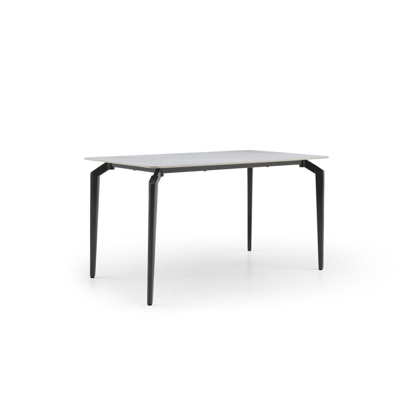 Bunde Stone Top Metal Base Dining Table, White