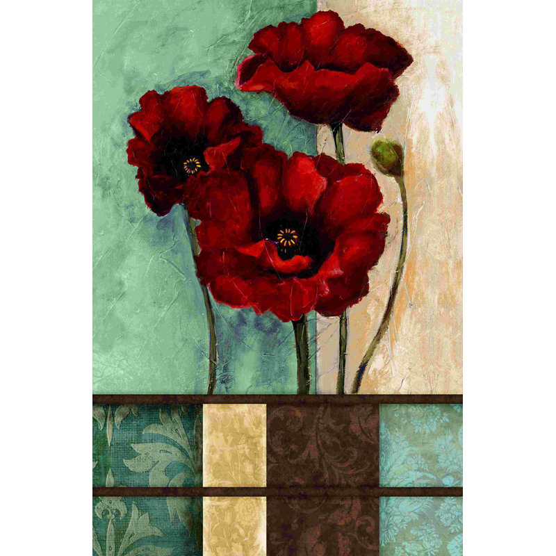 Coquelicot - peinture sur toile tendue, H 36 po x l 24 po