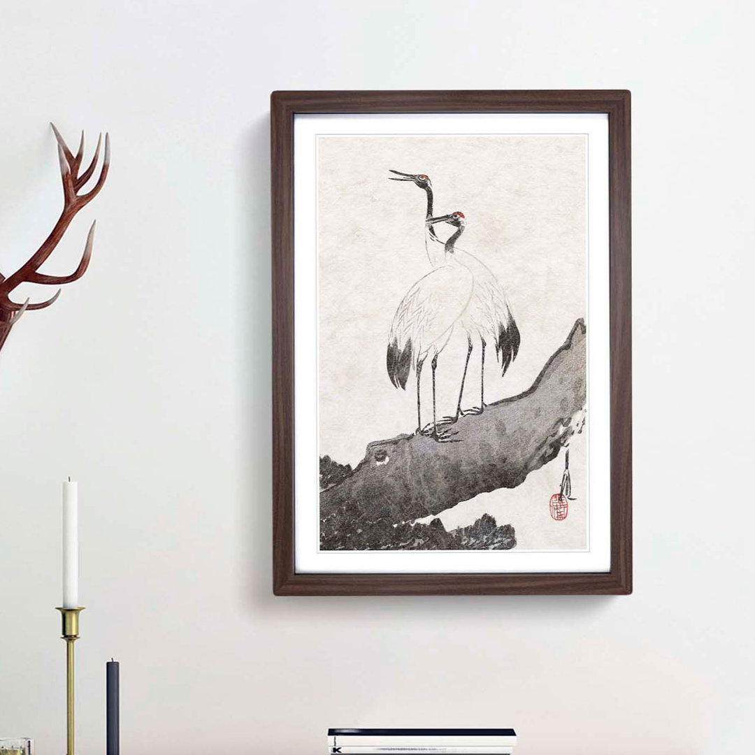 Two Cranes by Ogata Gekko - Framed Print