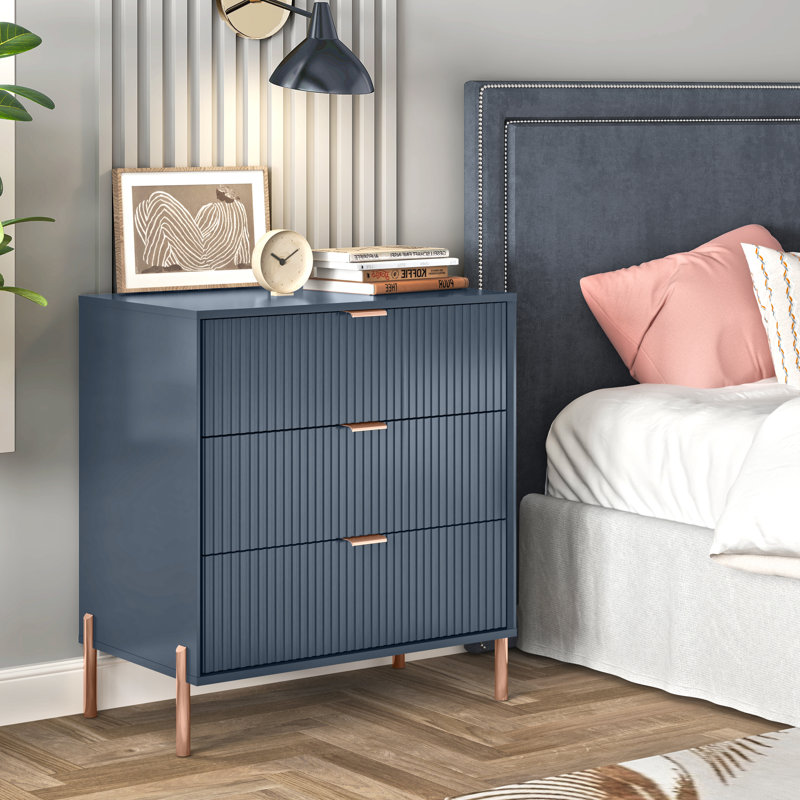 Williamsville 29'' W Nightstand, Rose Gold/Navy
