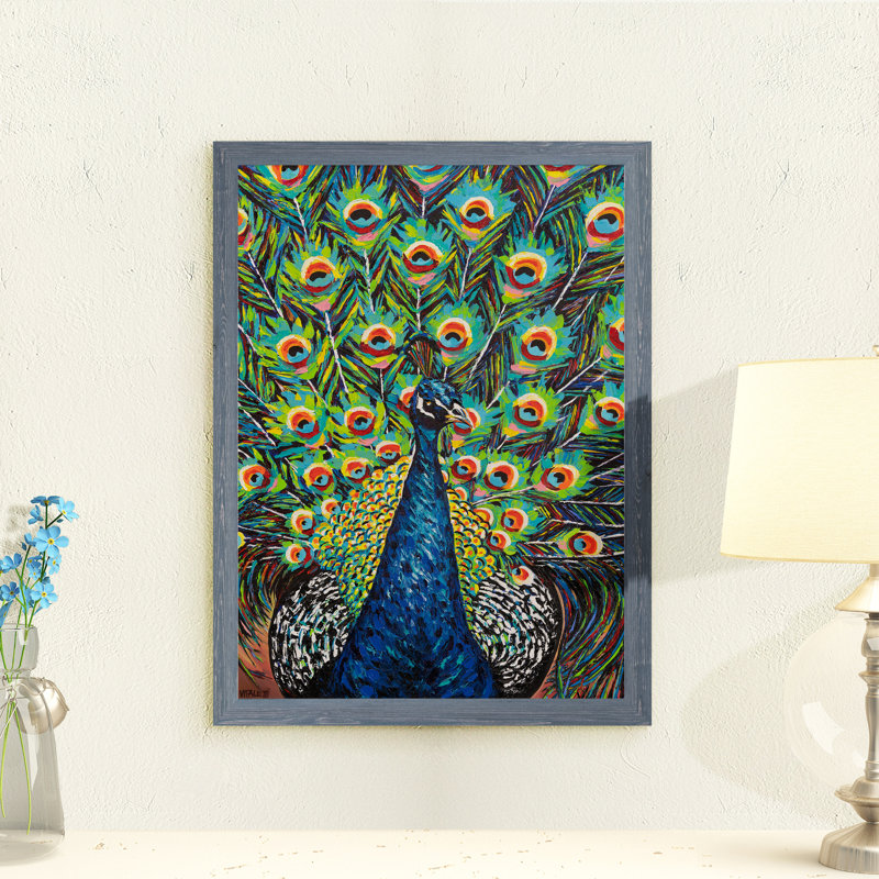 « somptueux peacock ii » par paul cezanne-reproduction d’art sur image, H 32 po x l 44 po x 1,25 po, Toile avec cadre gris