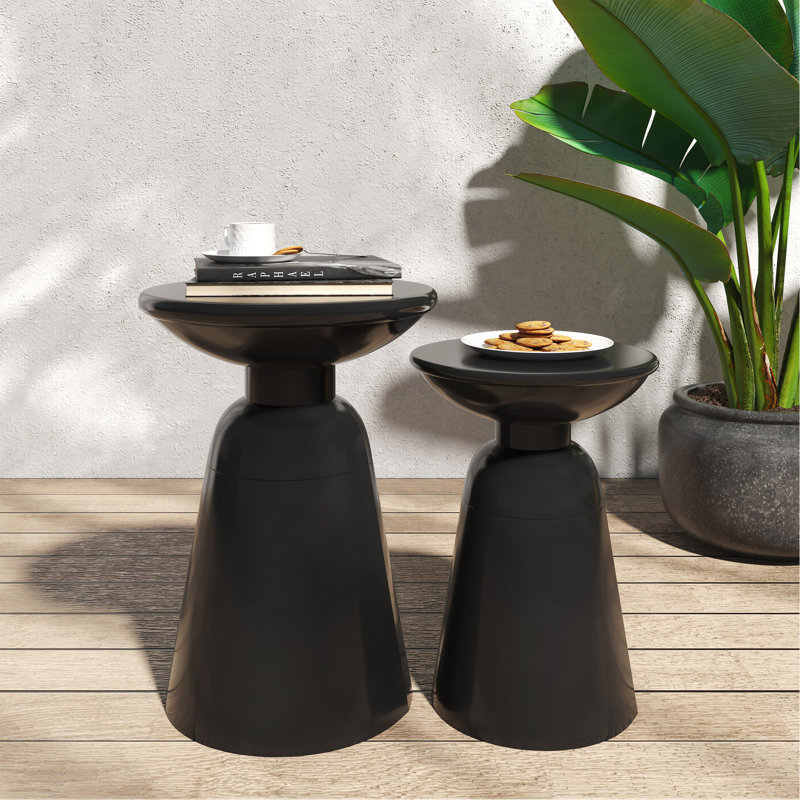 Ensemble de 2 tables d'appoint en fer Serenita, Noir
