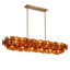 Lustre linéaire en laiton 6 lumières et îlot de cuisine 55 po avec verre ambré martelé Aaron -258378849