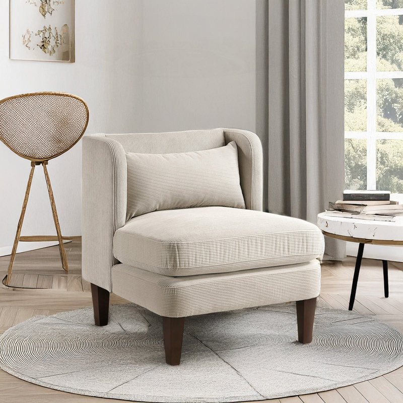 Fauteuil d'appoint moderne sans accoudoirs 27,5 po Elodie, Velours taupe