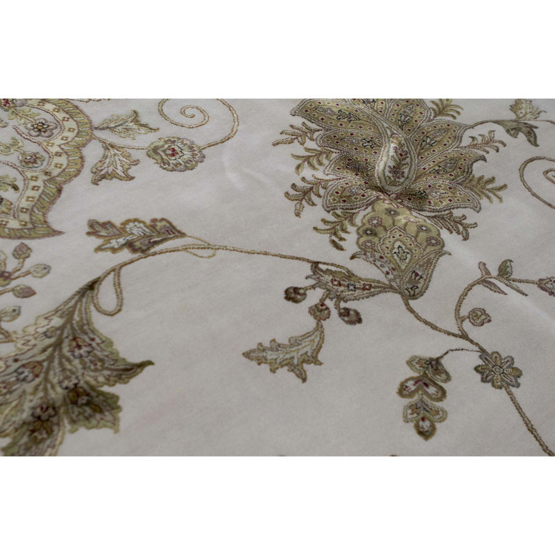 Hand-Knotted High-Quality Ivory Area Rug