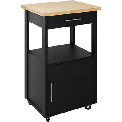 Kitchen Island Cart With Storage,Rolling Kitchen Island Side Table On Wheels With Worktop,Single Door Storage Cabinet And Drawer For Kitchen,Dinning R by Ebern Designs