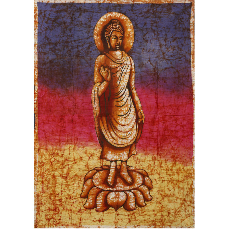 Bouddha debout, peinture de batik sur coton | Batik, peinture sur coton