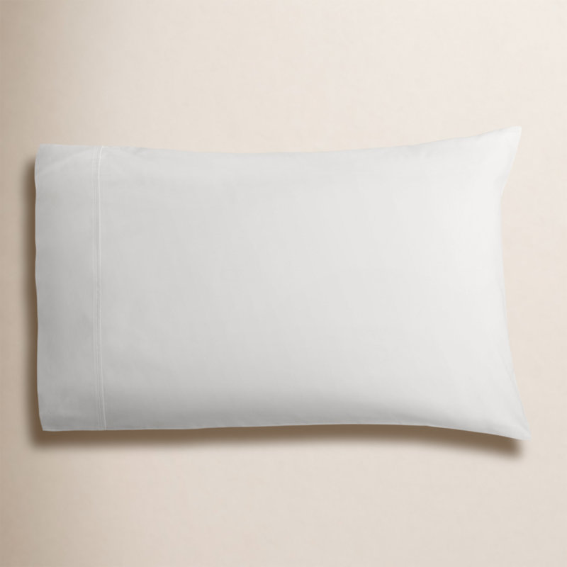 Emrik Brushed Organic Cotton Percale Pillowcase Set, White, King - 2 King Pillowcases