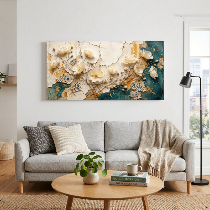 Ensemble d'une toile mosaïque florale, L 32 po x H 16 po, Wrapped Canvas