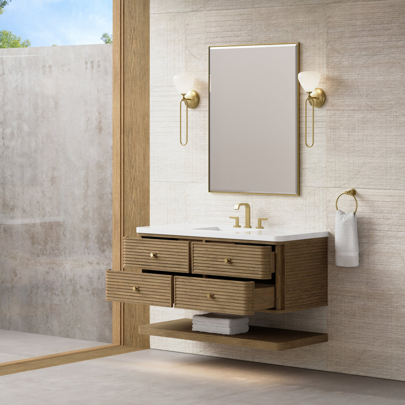 Allamari 48" W Single Vanity, White Zeus Silestone, 8" Widespread, Dune Mist
