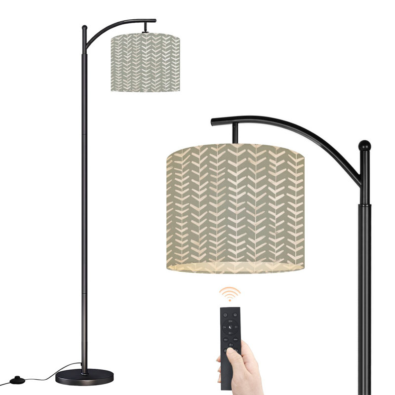 Lampe sur pied Arc avec abat-jour réglable Coup de pinceau africain Lampe sur pied tribal bohème sans soudure de 3 couleurs à intensité variable avec interrupteur au pied pour la chambre à coucher