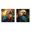 Ensemble de 2 impressions murales carrées, orange et bleu-102677640