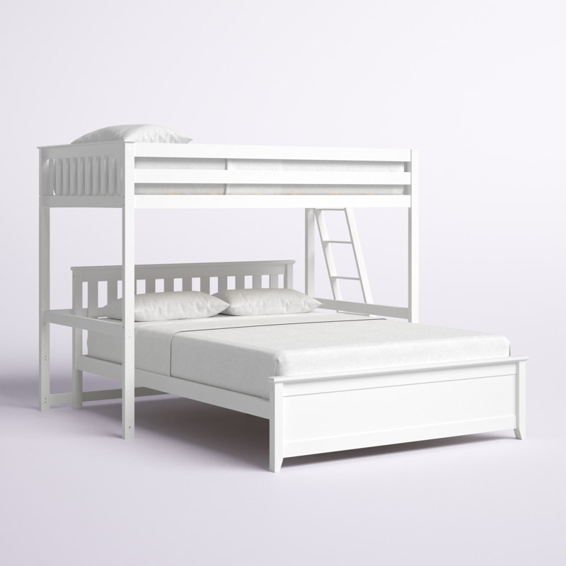 Kober Wood L-Shaped Bunk Bed, Full Over Queen, White