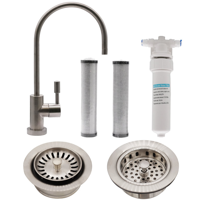 Westbrass Kitchen Faucet with Soap Dispenser, Satin Nickel