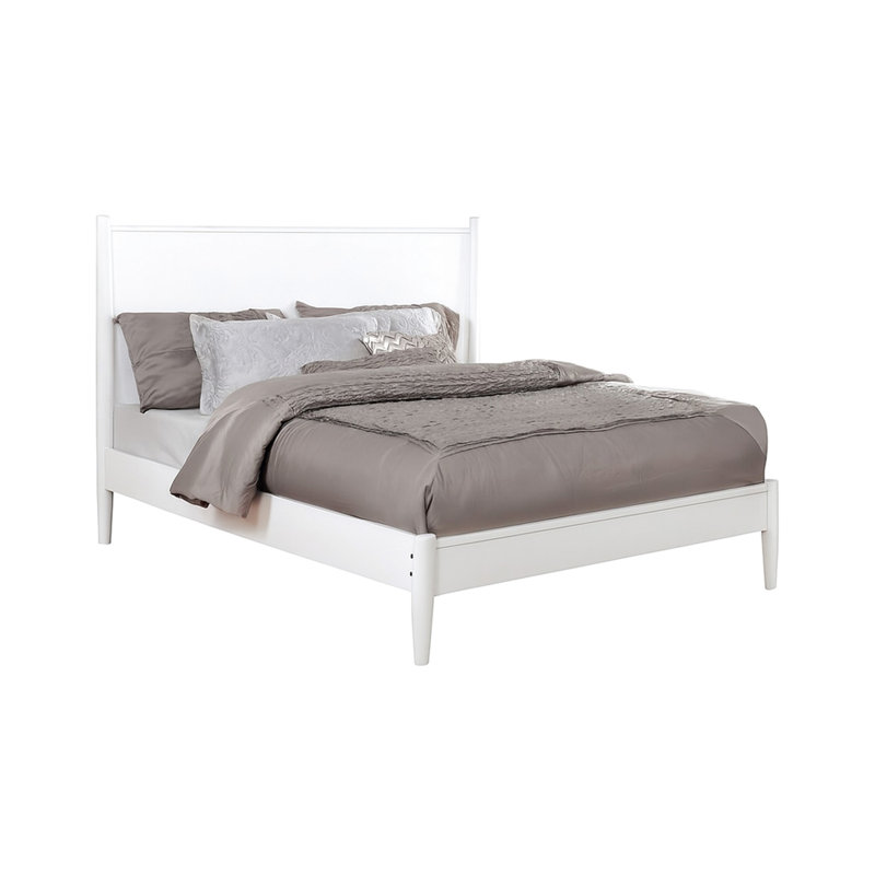 White King Mid - Century Modern Platform Bed, No Box Spring, Round Tapered Legs, Construction, Slatted Base For Mattress Support And Bedroom Practicality Solid + Engineered Wood, Comfort Aesthetics