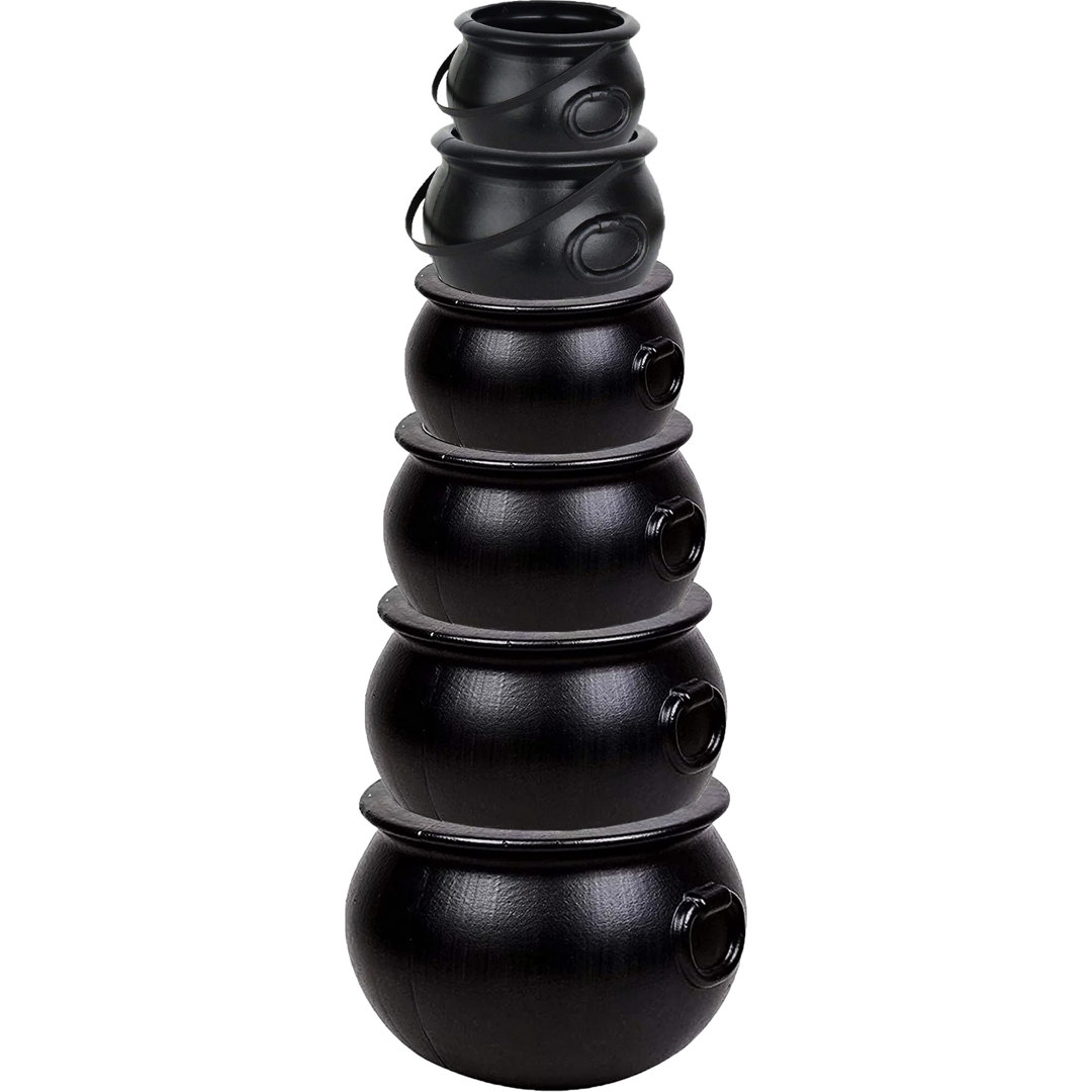 Halloween Cauldron 6pc Multi-Pack Buckets (1) 18in, (1)16in, (1)12in, (1)8in, (2)6in Bungalow Rose