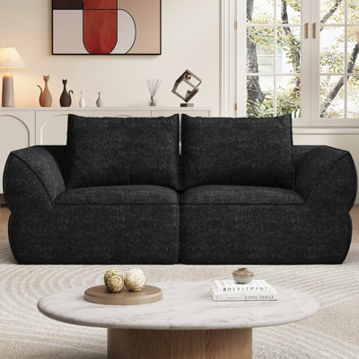 Boneless 76.4" Cloud Loveseat Sofa, Deep Seat Couch with Pillows, Modern Comfortable Upholstery Boneless Sofa, 1 Piece for Living Room, Bedroom, Apartment, Removable Cover,No Assembly Required, Graphite