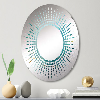 Teal Oasis II - Miroir décoratif étoile ovale