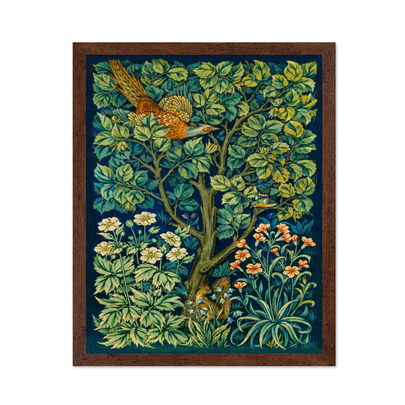 William Morris - Cock Pheasant, Poster, 18"H x 24"W, Brown Framed