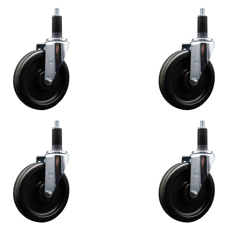 Phenolic Wheel Swivel 1-1/8 Inch Expanding Stem Caster Set SCC