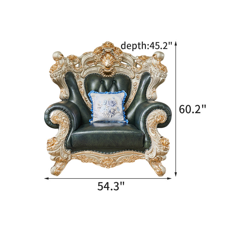 Fauteuil 124 po en cuir véritable capitonné