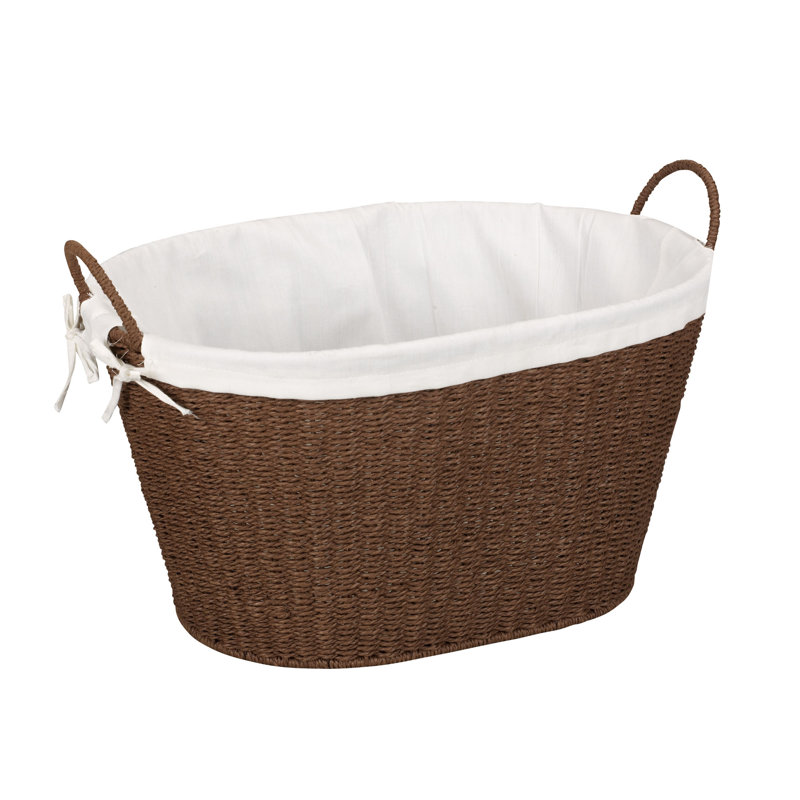 Paper Rope Woven Oval Laundry Basket, Brown
