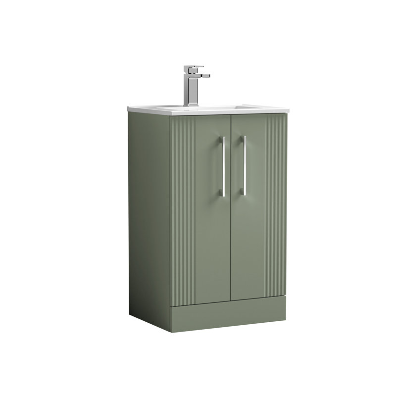 Deco 505mm Single Bathroom Vanity with Integrated Vitreous China Basin, Satin Green