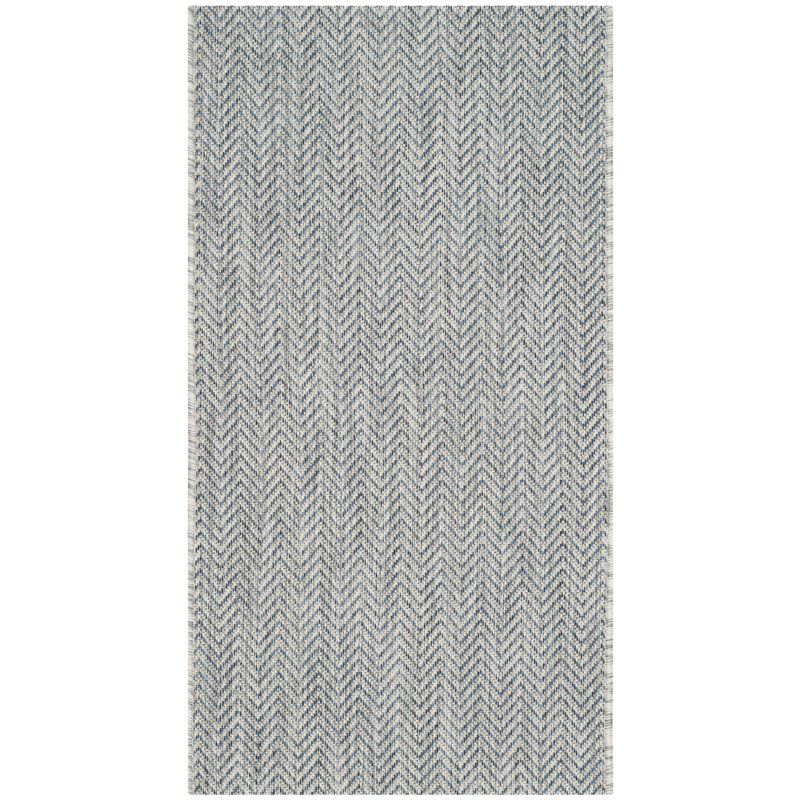 Autianna Grey/Navy Indoor/Outdoor Rug, Rectangle 61 x 109 cm