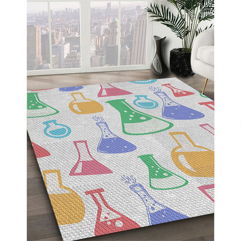 Tapis rouge/jaune/vert à motifs Dacheng, Rectangle 8 pi x 10 pi